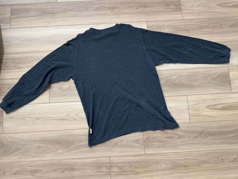 Vintage Bugle Boy Authentics Ribbed Knit V-Neck Sweater — Men's XL, Heather Navy - Picture 5 of 6